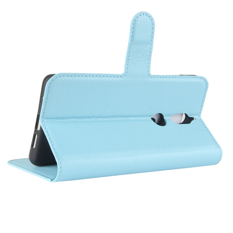 Litchi Skin Wallet Leather Cell Phone Case for Nokia 7 - Baby Blue-5