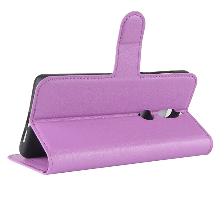 Litchi Skin Cell Phone Leather Stand Case for Nokia 7 - Purple-5