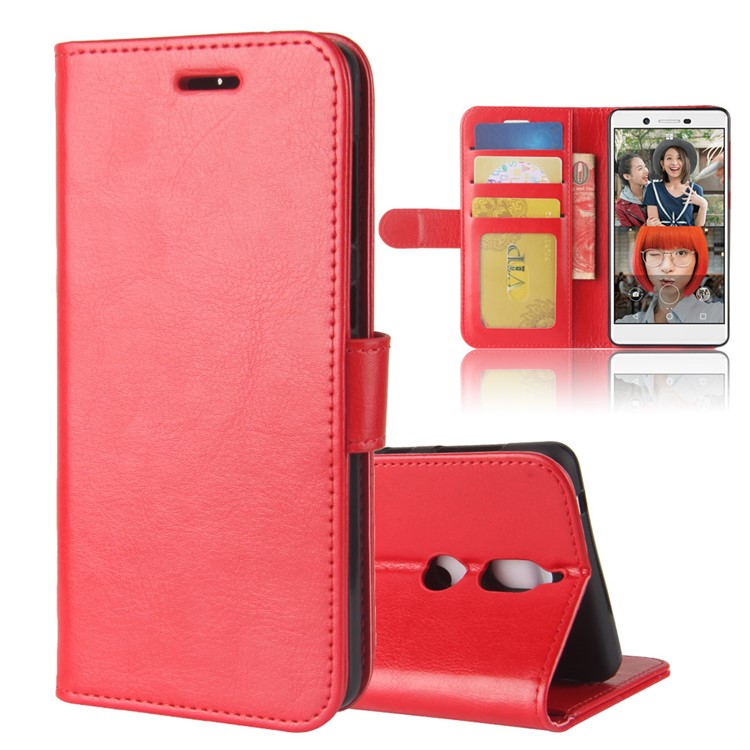 Crazy Horse Texture Wallet Stand Protective Leather Mobile Case for Nokia 7 - Red-1