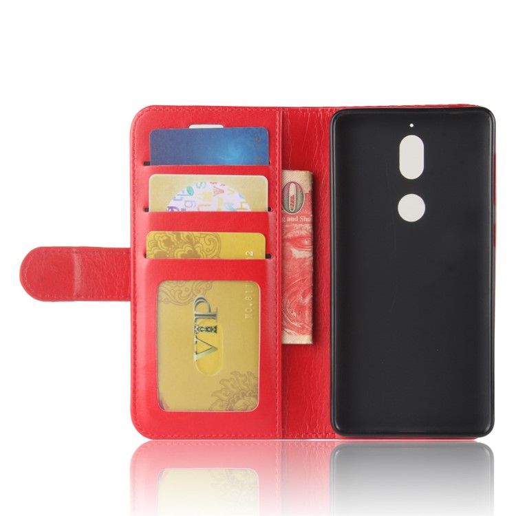 Crazy Horse Texture Wallet Stand Protective Leather Mobile Case for Nokia 7 - Red-4