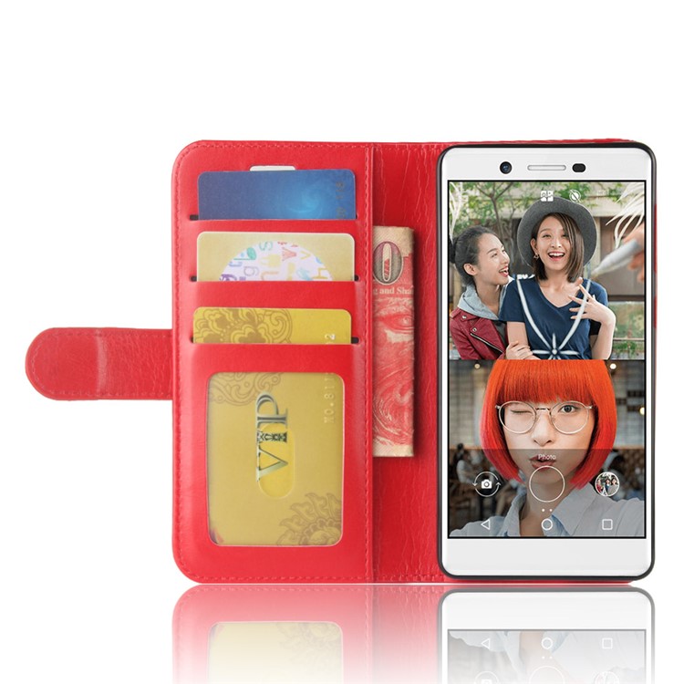 Crazy Horse Texture Wallet Stand Protective Leather Mobile Case for Nokia 7 - Red-5
