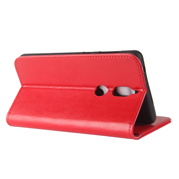 Crazy Horse Texture Wallet Stand Protective Leather Mobile Case for Nokia 7 - Red-6