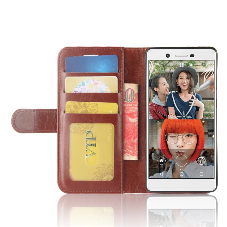 Crazy Horse Texture Wallet Stand Protective Leather Mobile Cover for Nokia 7 - Brown-5