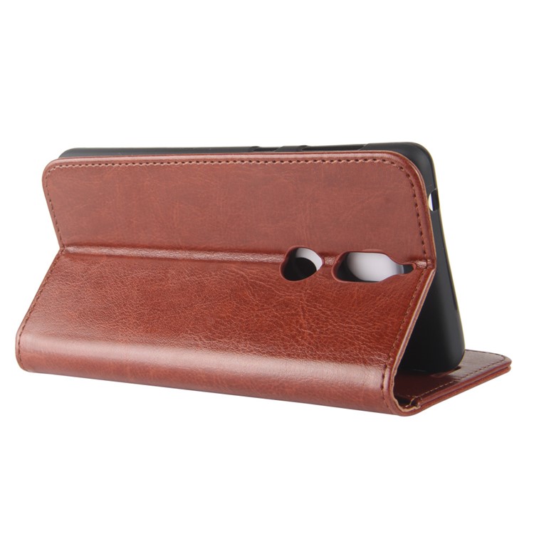 Crazy Horse Texture Wallet Stand Protective Leather Mobile Cover for Nokia 7 - Brown-6