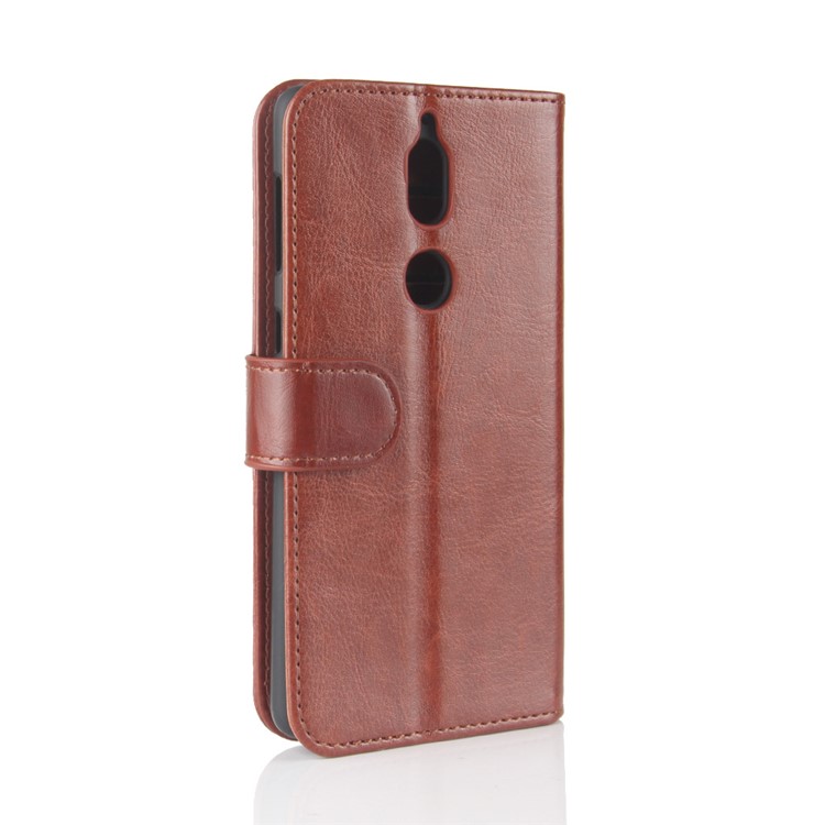 Crazy Horse Texture Wallet Stand Protective Leather Mobile Cover for Nokia 7 - Brown-7