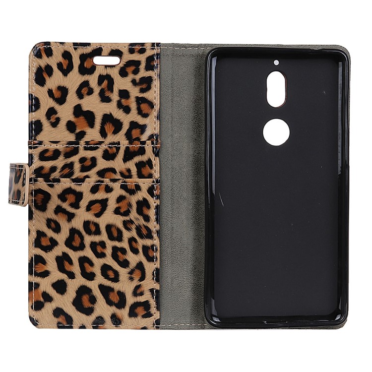 Leopard Pattern Wallet Stand Leather Phone Case for Nokia 7-5