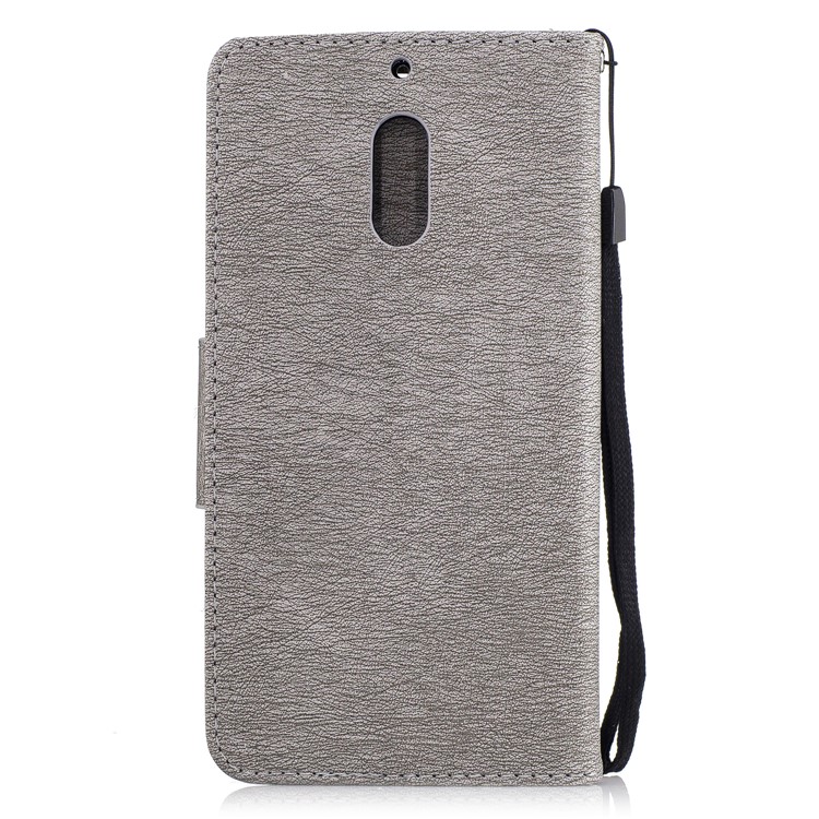 Imprint Bear Pattern Leather Wallet Case for Nokia 6 - Grey-3