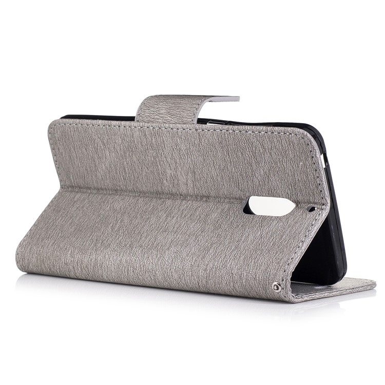 Imprint Bear Pattern Leather Wallet Case for Nokia 6 - Grey-4