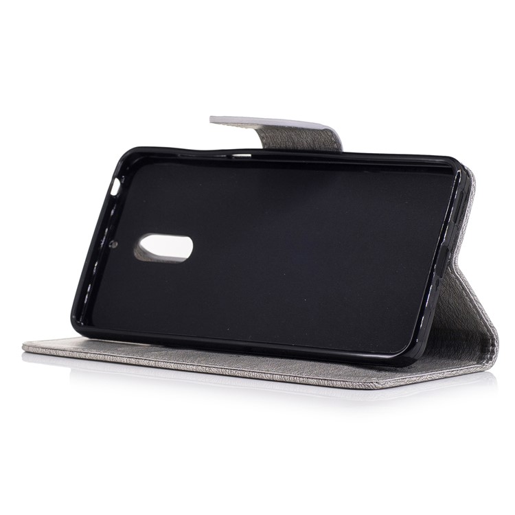 Imprint Bear Pattern Leather Wallet Case for Nokia 6 - Grey-5