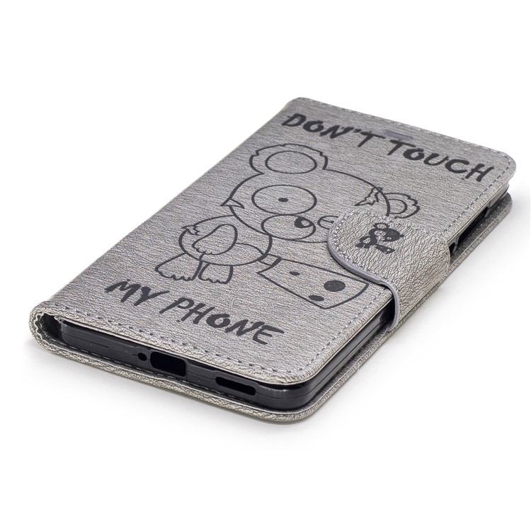 Imprint Bear Pattern Leather Wallet Case for Nokia 6 - Grey-6