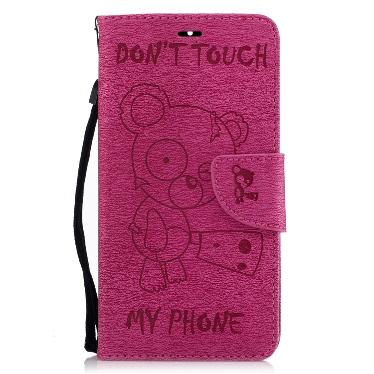 Imprint Bear Pattern Leather Wallet Cover for Nokia 6 - Rose-2