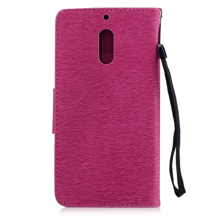 Imprint Bear Pattern Leather Wallet Cover for Nokia 6 - Rose-3