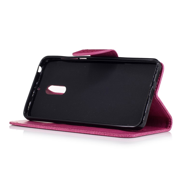 Imprint Bear Pattern Leather Wallet Cover for Nokia 6 - Rose-5