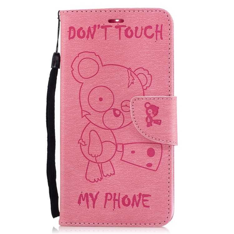 Imprint Bear Pattern Magnetic Leather Wallet Case for Nokia 6 - Pink-2