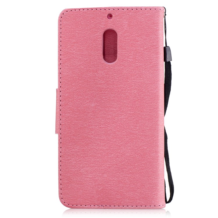 Imprint Bear Pattern Magnetic Leather Wallet Case for Nokia 6 - Pink-3