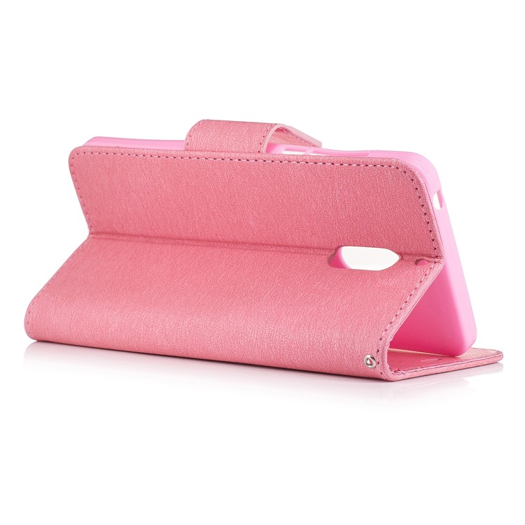 Imprint Bear Pattern Magnetic Leather Wallet Case for Nokia 6 - Pink-4