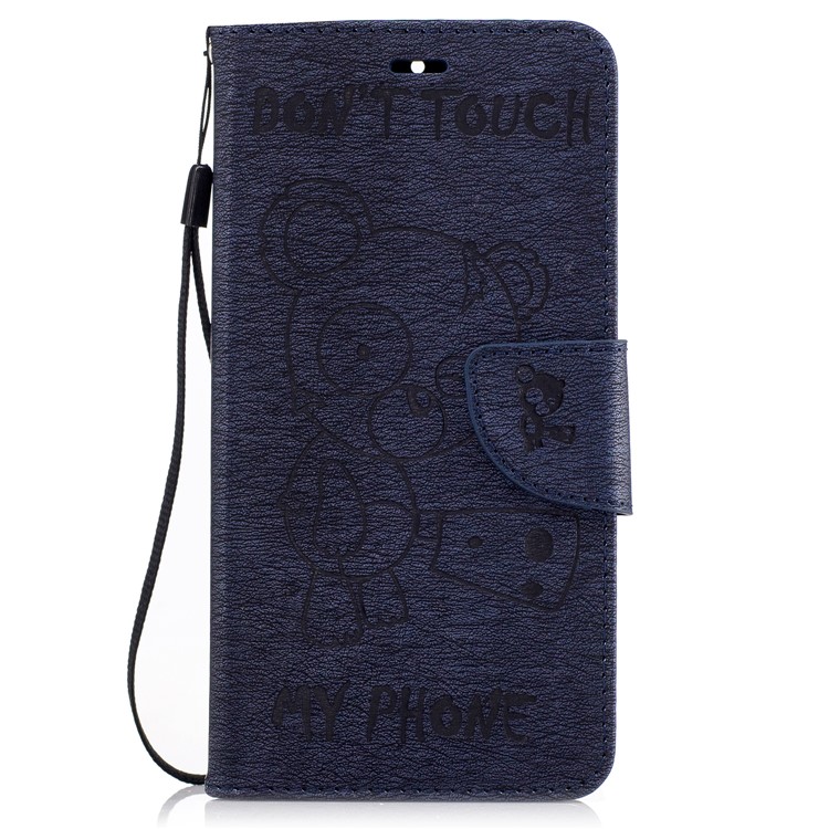 Imprint Bear Pattern Leather Stand Cover with Card Slots for Nokia 6 - Dark Blue-2