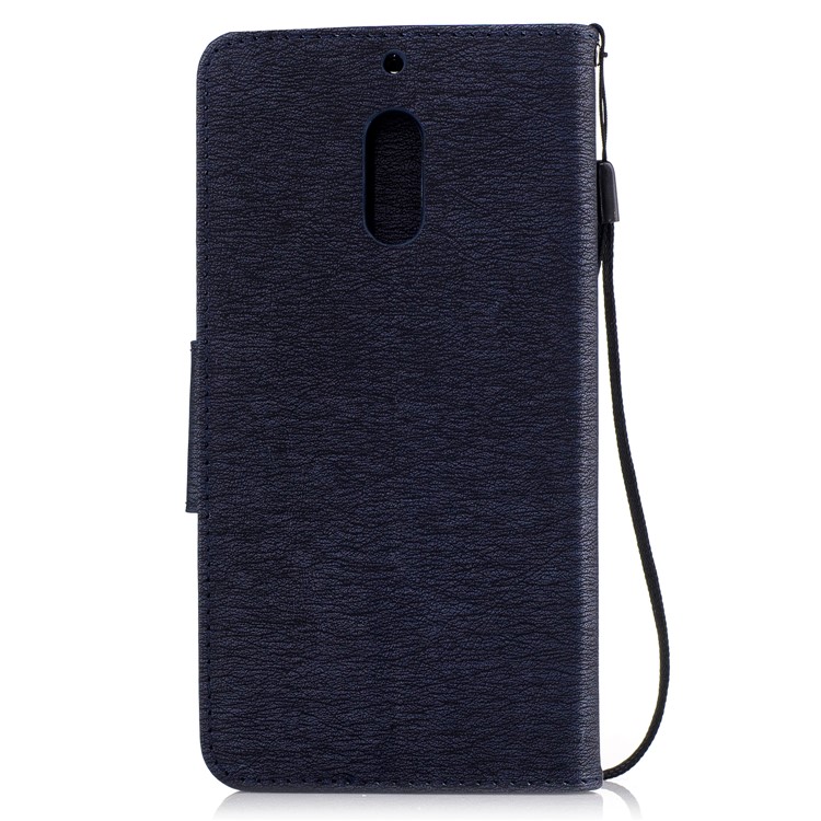 Imprint Bear Pattern Leather Stand Cover with Card Slots for Nokia 6 - Dark Blue-3