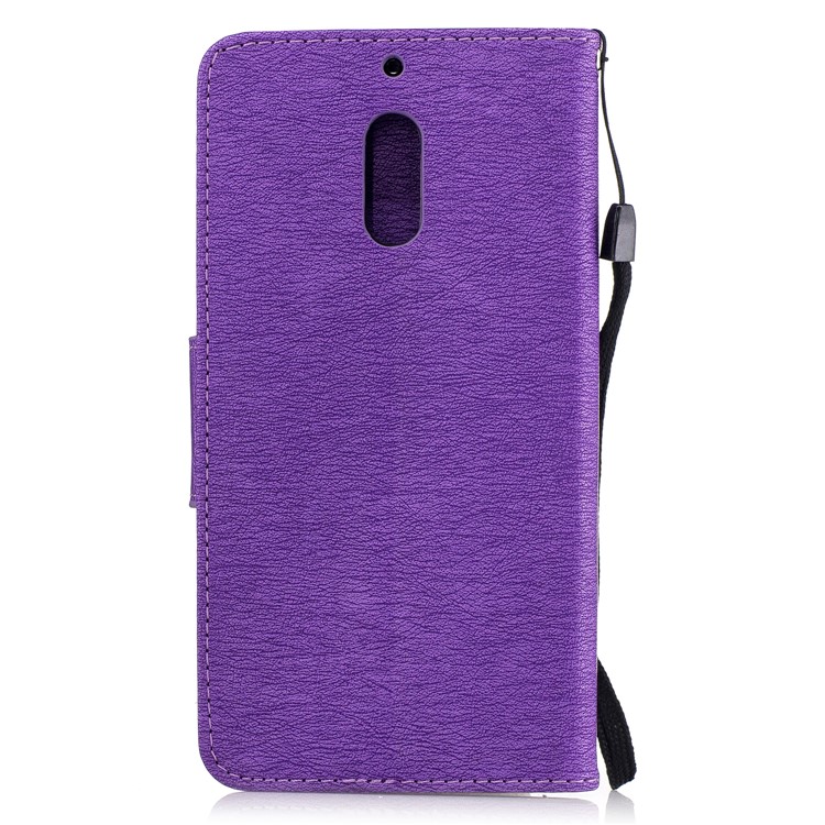 Imprint Bear Pattern Folio Leather Wallet Case for Nokia 6 - Purple-3