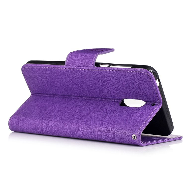 Imprint Bear Pattern Folio Leather Wallet Case for Nokia 6 - Purple-4