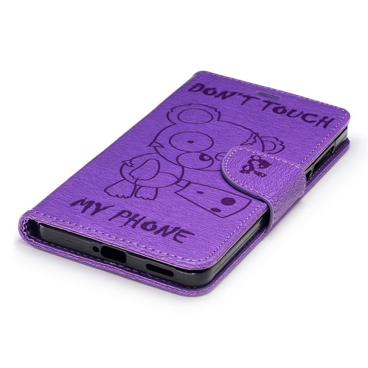Imprint Bear Pattern Folio Leather Wallet Case for Nokia 6 - Purple-6