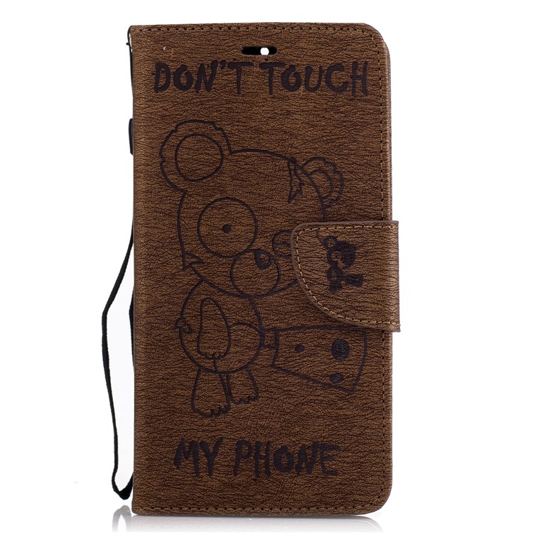 Imprint Bear Pattern Stand Leather Wallet Case for Nokia 6 - Brown-2