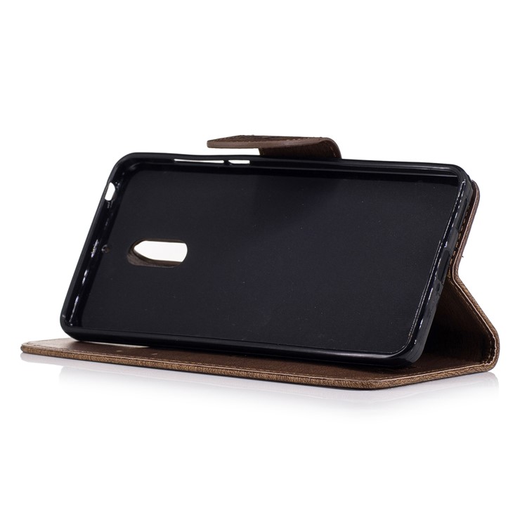 Imprint Bear Pattern Stand Leather Wallet Case for Nokia 6 - Brown-5