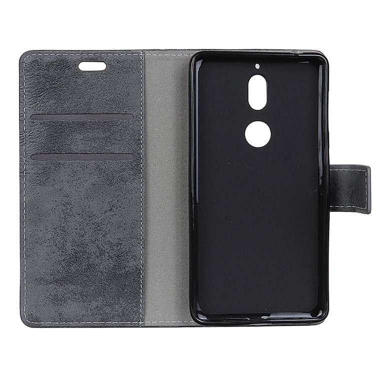 Vintage Style Wallet Stand Leather Protective Case for Nokia 7 - Grey-6