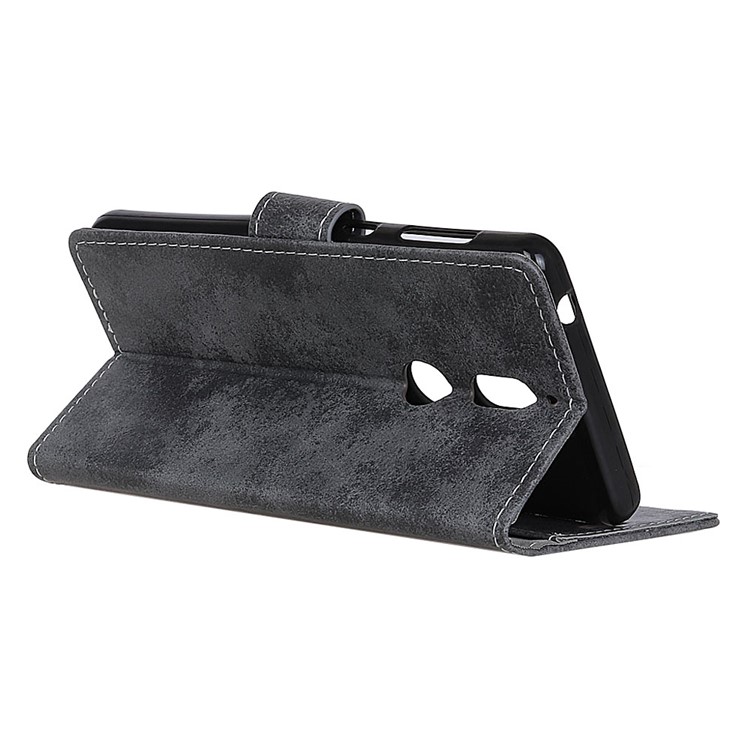 Vintage Style Wallet Stand Leather Protective Case for Nokia 7 - Grey-7