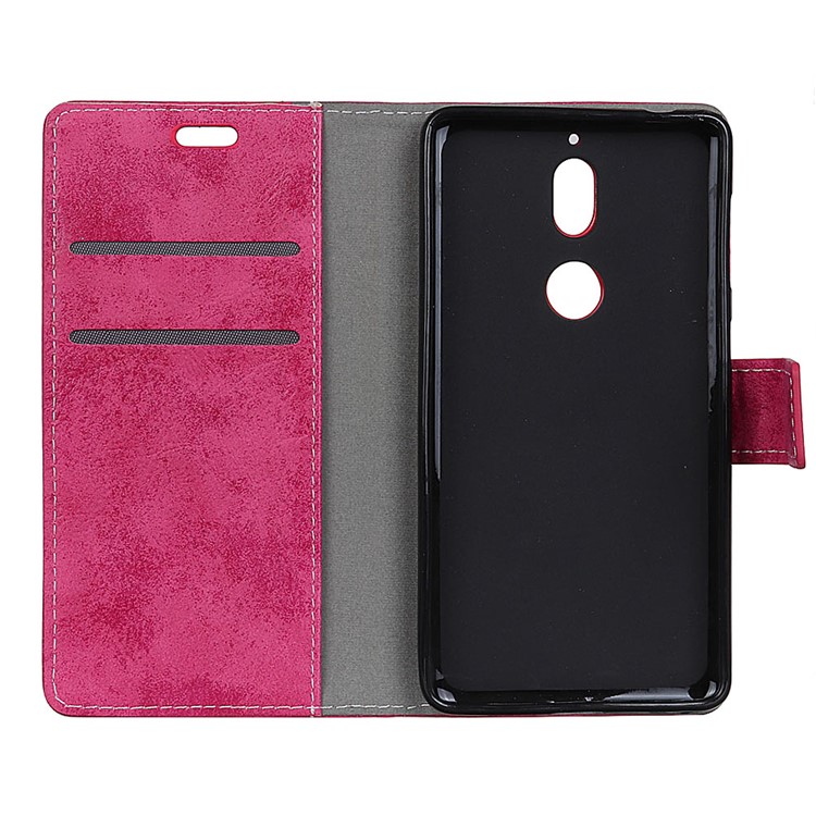 Vintage Style Wallet Stand Leather Protective Cover for Nokia 7 - Rose-6