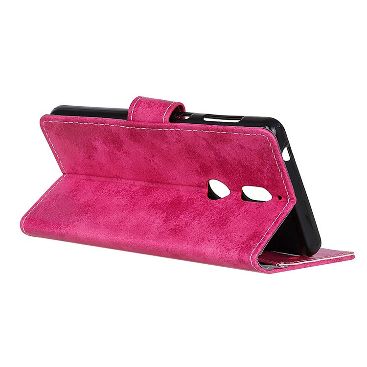 Vintage Style Wallet Stand Leather Protective Cover for Nokia 7 - Rose-7