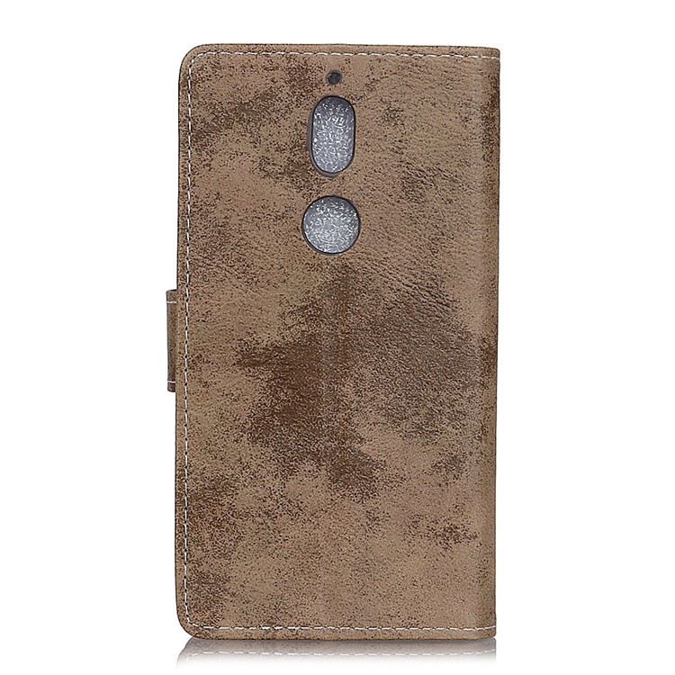 Vintage Style Wallet Stand Leather Mobile Case for Nokia 7 - Khaki-2