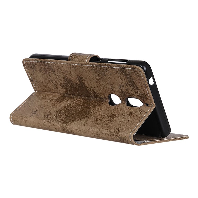 Vintage Style Wallet Stand Leather Mobile Case for Nokia 7 - Khaki-4