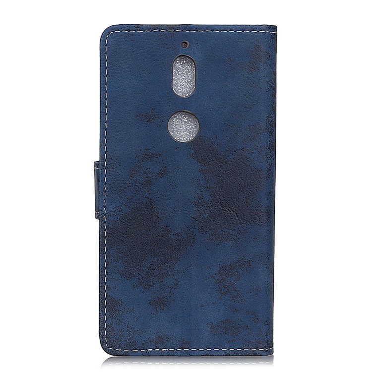 Vintage Style Wallet Stand Leather Mobile Cover for Nokia 7 - Blue-5
