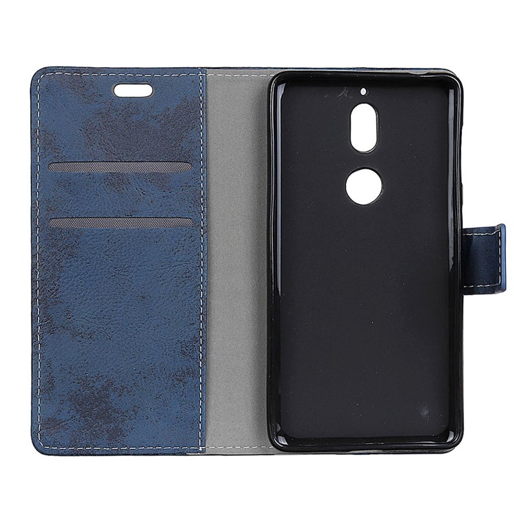Vintage Style Wallet Stand Leather Mobile Cover for Nokia 7 - Blue-6
