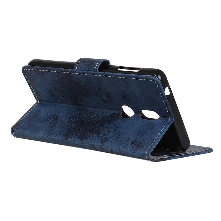 Vintage Style Wallet Stand Leather Mobile Cover for Nokia 7 - Blue-7