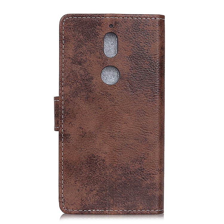 Vintage Style Wallet Stand Leather Case Accessory for Nokia 7 - Brown-5