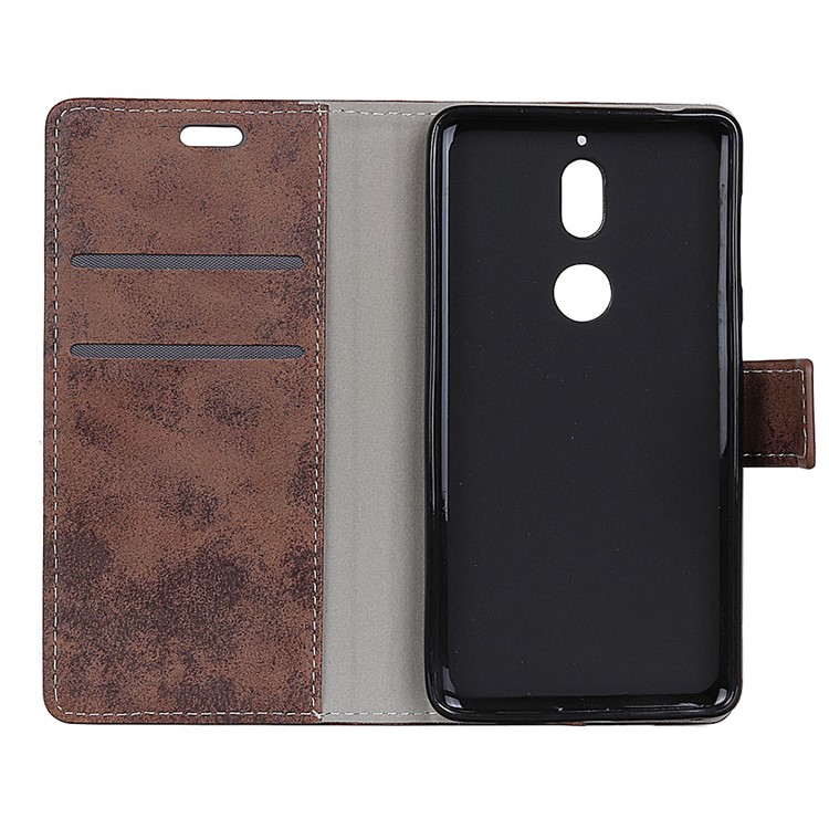 Vintage Style Wallet Stand Leather Case Accessory for Nokia 7 - Brown-6