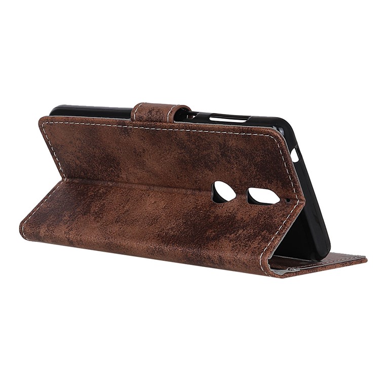 Vintage Style Wallet Stand Leather Case Accessory for Nokia 7 - Brown-7