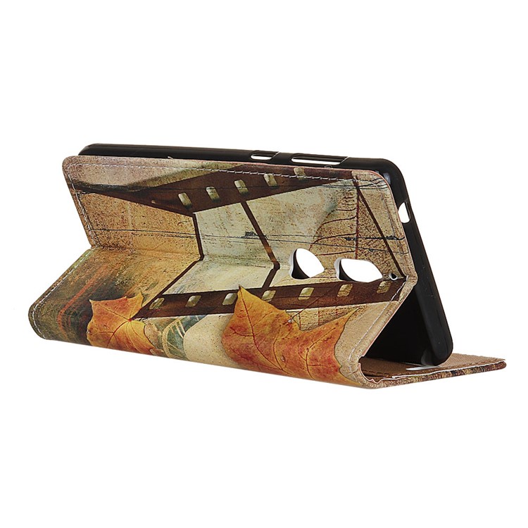 Pattern Printing PU Leather Wallet Shell for Nokia 7 - Eiffel Tower and Maple Leaves-4