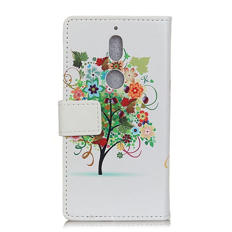 Pattern Printing Stand Wallet PU Leather Phone Case for Nokia 7 - Flower Tree-3