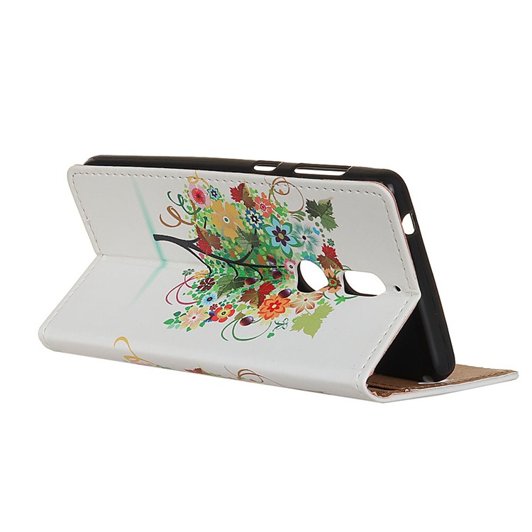 Pattern Printing Stand Wallet PU Leather Phone Case for Nokia 7 - Flower Tree-4