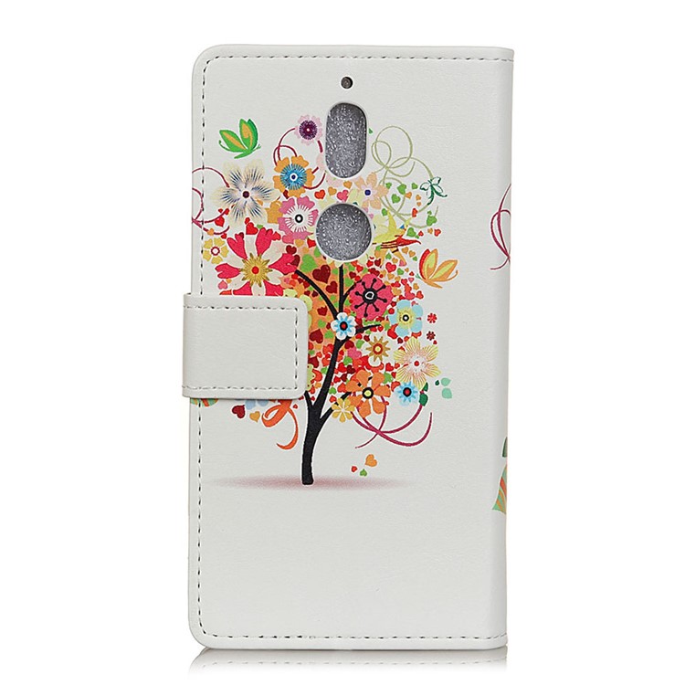 Pattern Printing Stand Wallet PU Leather Phone Cover for Nokia 7 - Colorful Flower Tree-3