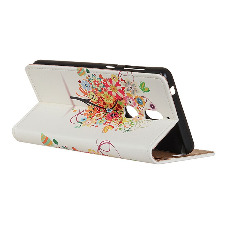 Pattern Printing Stand Wallet PU Leather Phone Cover for Nokia 7 - Colorful Flower Tree-4