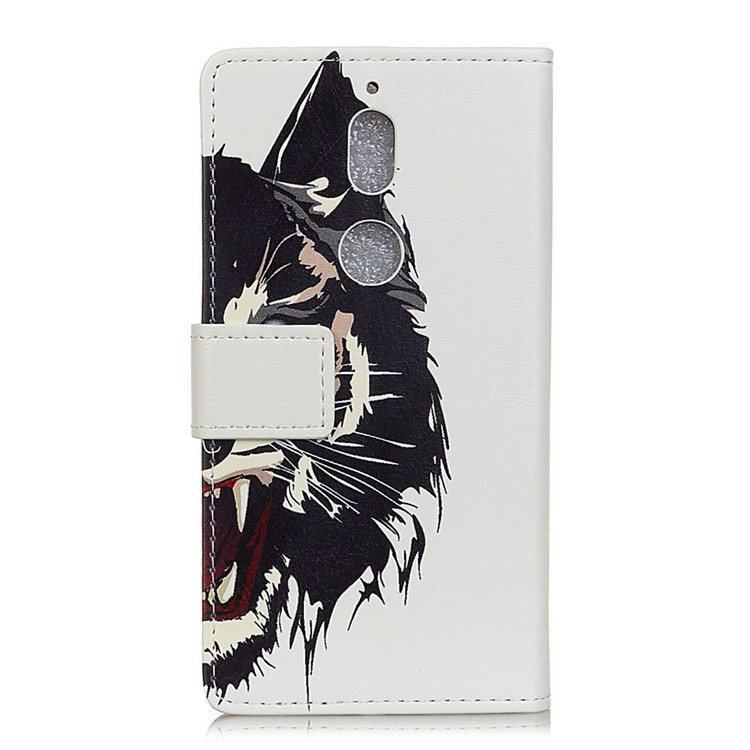 Pattern Printing PU Leather Card Holder Mobile Case for Nokia 7 - Fierce Tiger-3
