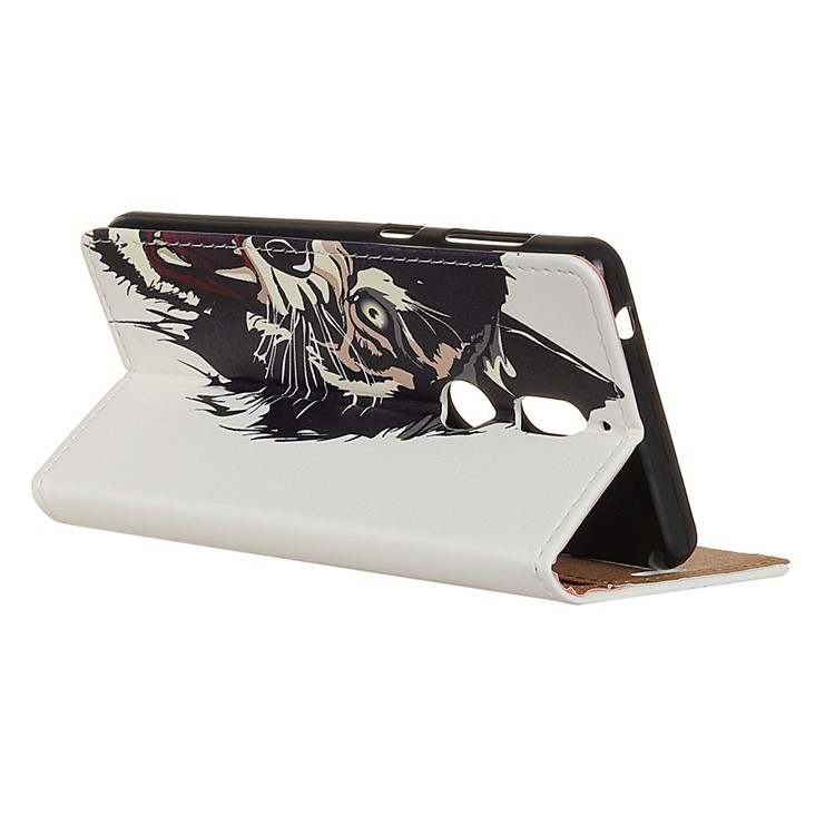 Pattern Printing PU Leather Card Holder Mobile Case for Nokia 7 - Fierce Tiger-4
