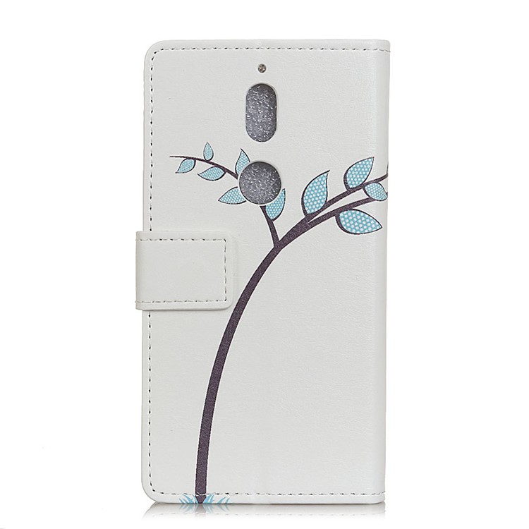 Pattern Printing PU Leather Card Holder Mobile Shell for Nokia 7 - Two Owls on the Branch-3