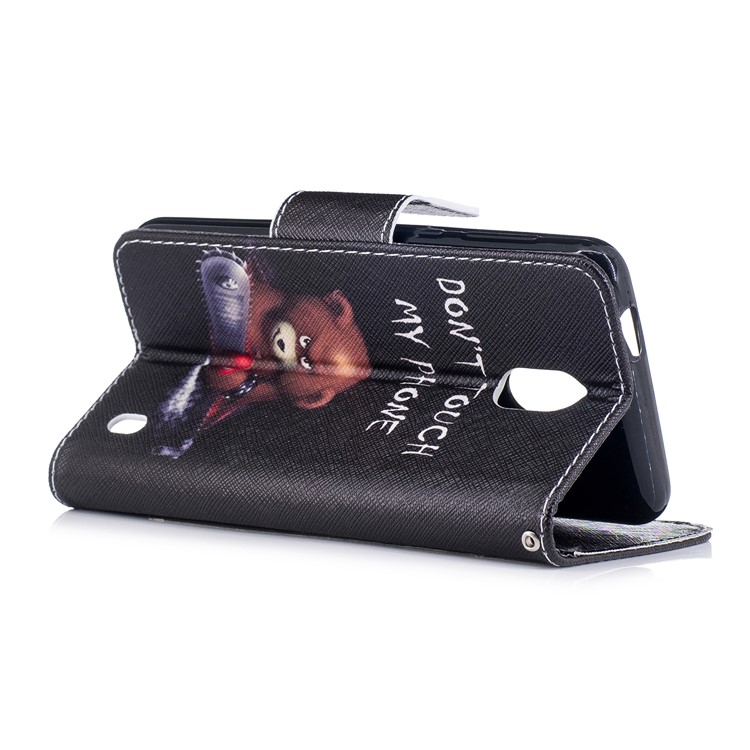 Pattern Printing PU Leather Magnetic Wallet Stand Case for Nokia 2 - Bear Holding Saw-4