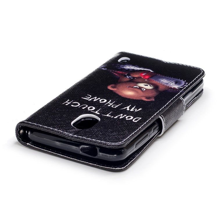 Pattern Printing PU Leather Magnetic Wallet Stand Case for Nokia 2 - Bear Holding Saw-7