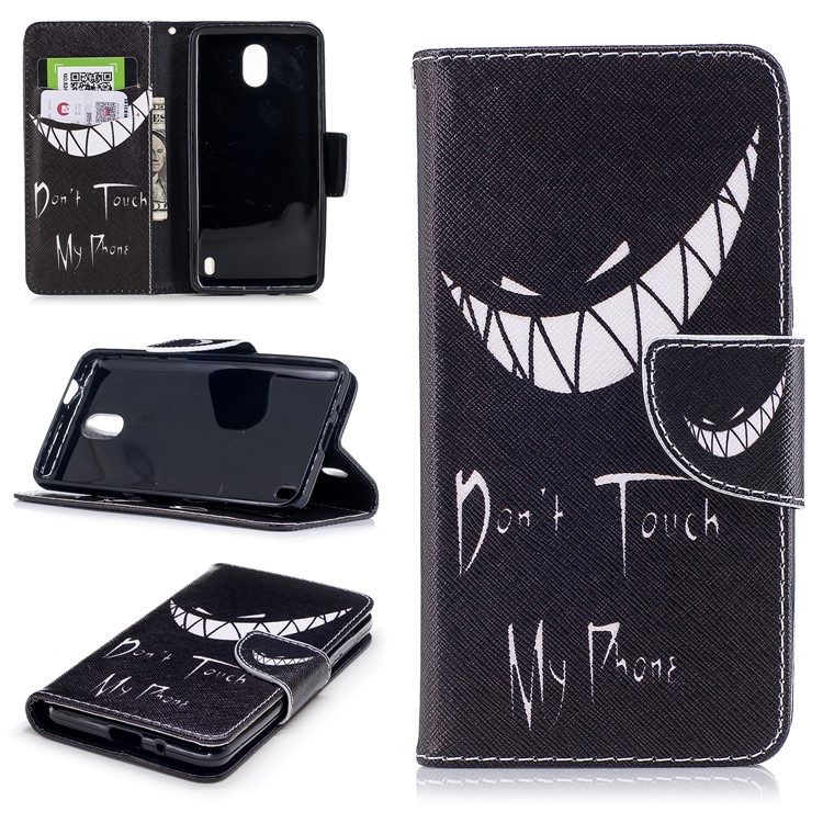 Pattern Printing PU Leather Magnetic Wallet Stand Cover for Nokia 2 - Angry Face-1